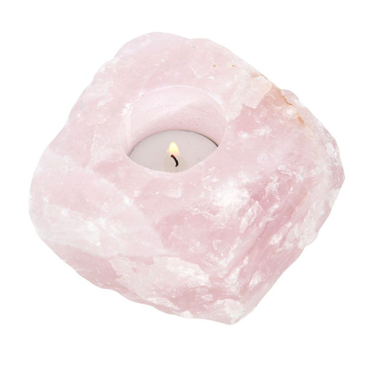 Rose Quartz Crystal Tealight Holder