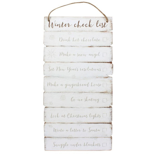 Winter checklist Wooden Wall Sign