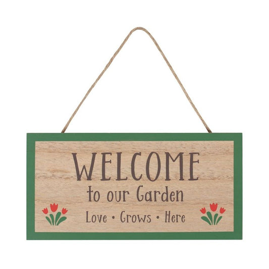 Welcome To Our Garden Hanging Garden Sign