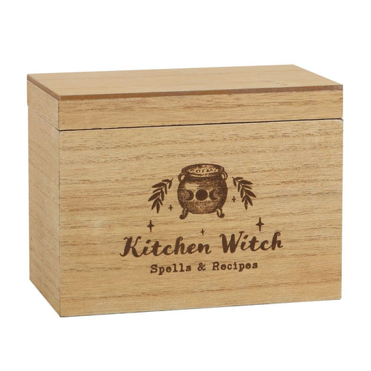 Kitchen Witch Wooden Recipe Storage Box