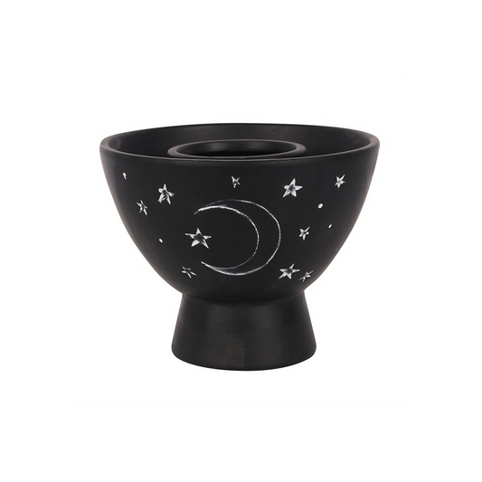 Black Moon and Stars Terracotta Smudge Bowl