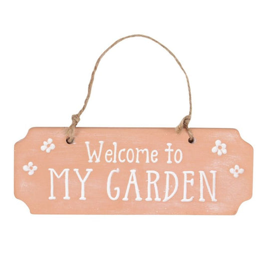 Welcome To My Garden Terracotta Hanging Garden Sign