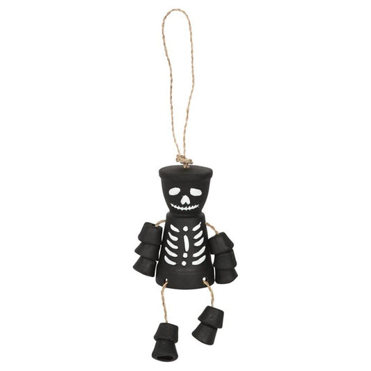 Black Skeleton Terracotta Pot Man Garden Ornament