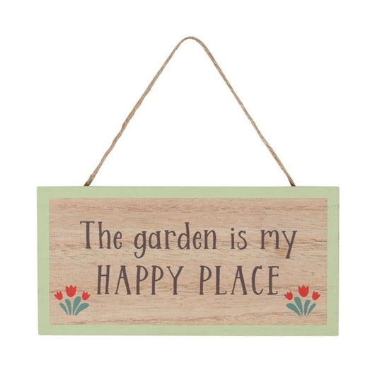 The Garden Is My Happy Place Hanging Garden Sign