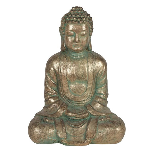 Verdigris Effect 58cm Hands In Lap Sitting Garden Buddha Garden Ornament